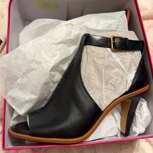 Vince Camuto Black Peep-Toe Ankle Strap Heels